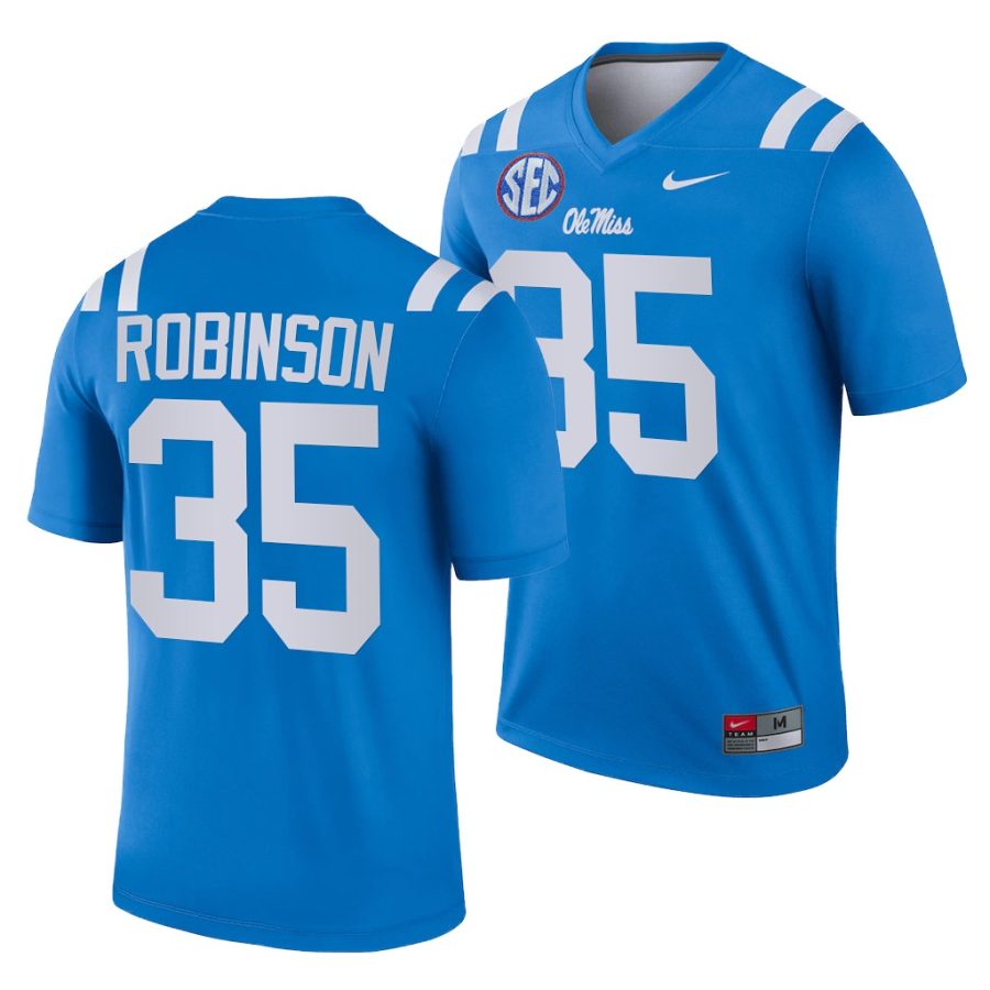 ole miss rebels mark robinson blue college football men jersey