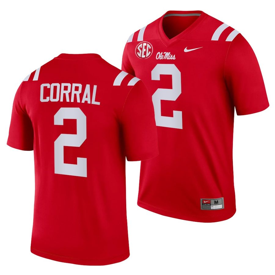 ole miss rebels matt corral red college football men jersey