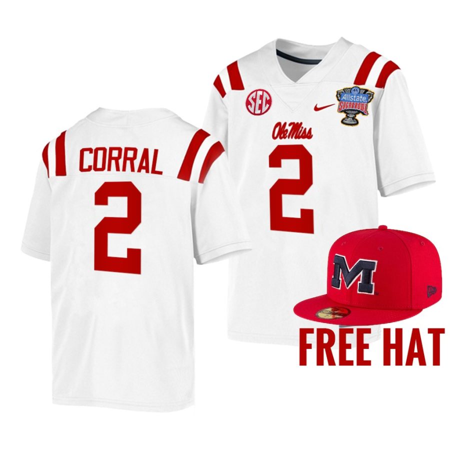 ole miss rebels matt corral white 2022 sugar bowl college football playoff jersey