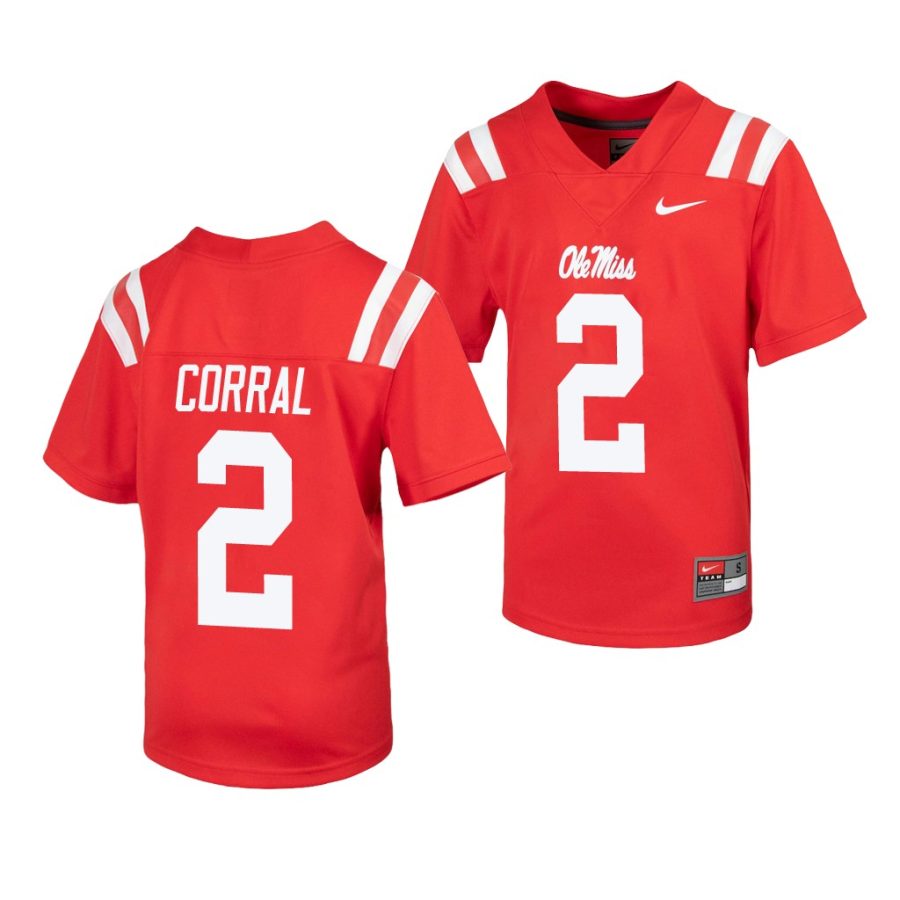 ole miss rebels matt corral youth red untouchable jersey