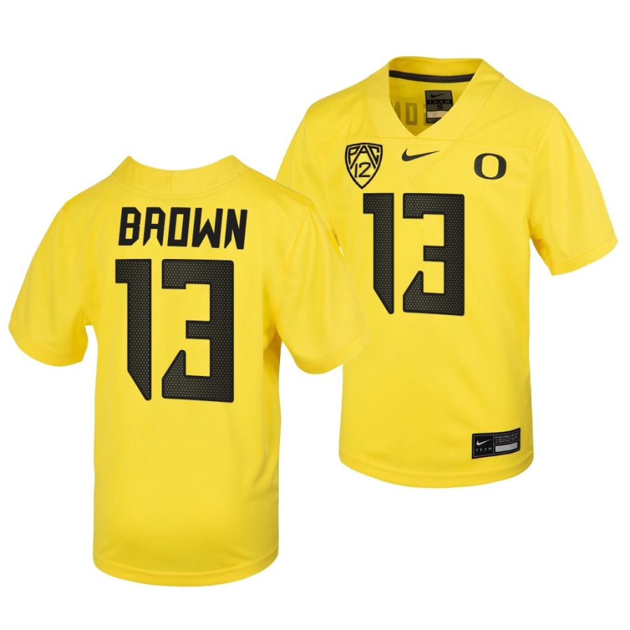 oregon ducks anthony brown youth yellow college football 2021 22 jersey