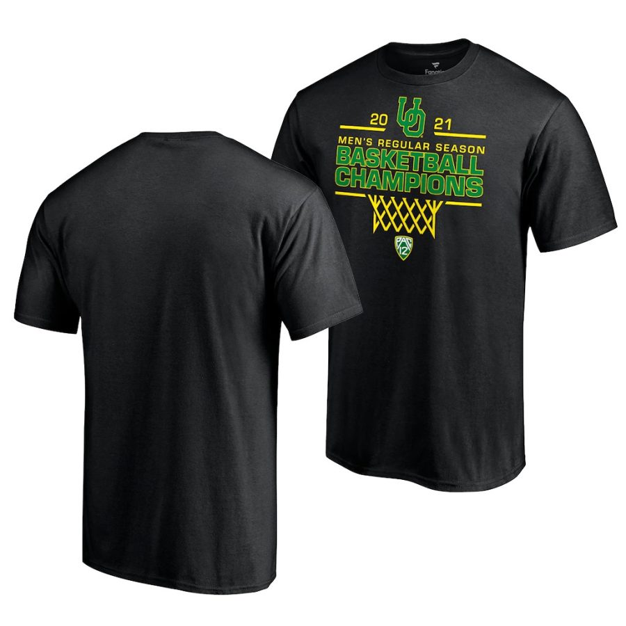 oregon ducks black 2021 pac 12 men's basketball regular season champions men t shirt