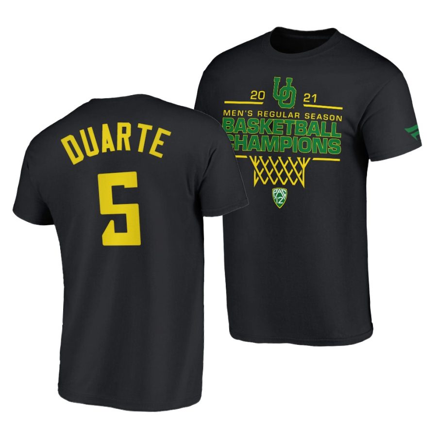 oregon ducks chris duarte 2021 pac 12 regular season champions black t shirt