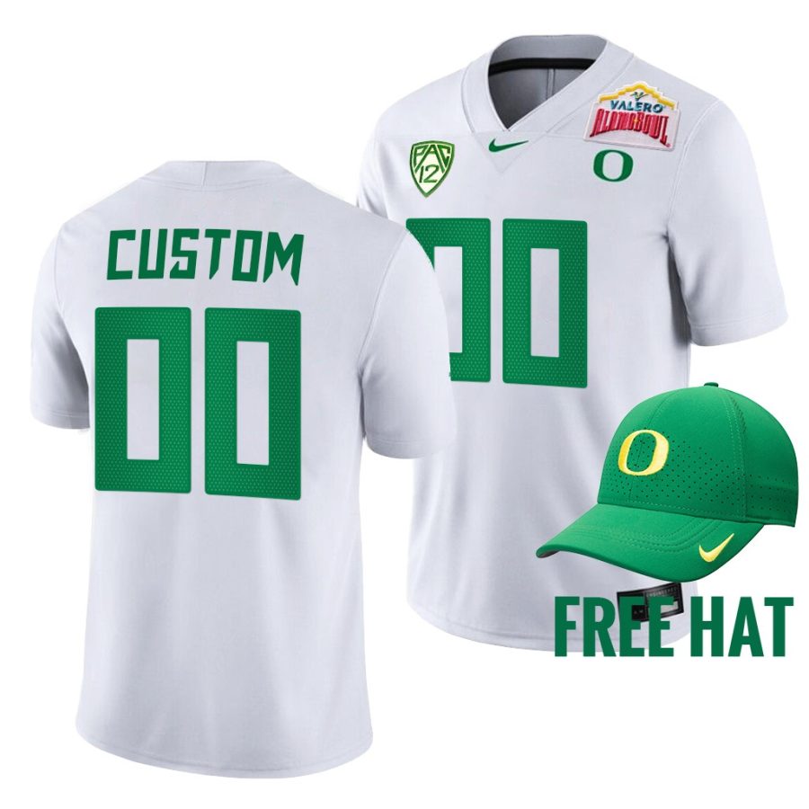 oregon ducks custom white 2021 alamo bowl college football playoff jersey