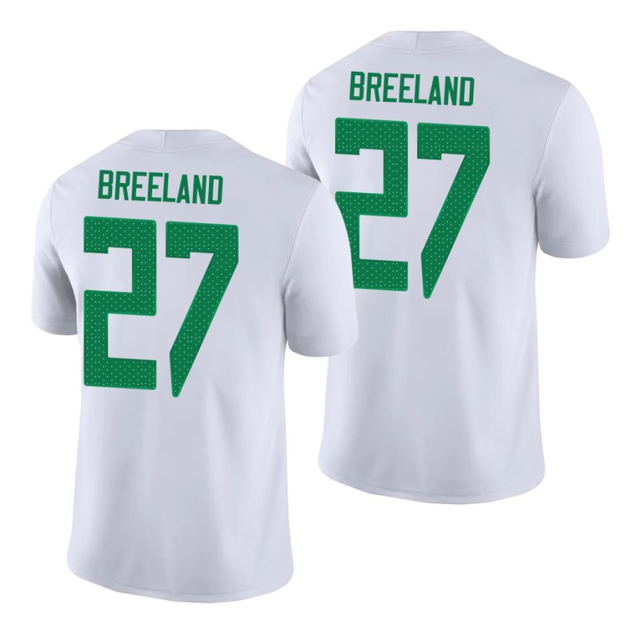 oregon ducks jacob breeland white game men's jersey