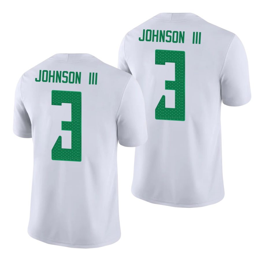 oregon ducks johnny johnson iii white game men's jersey