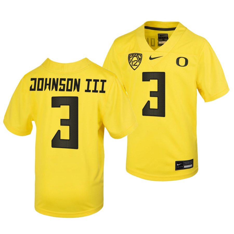 oregon ducks johnny johnson iii youth yellow college football 2021 22 jersey