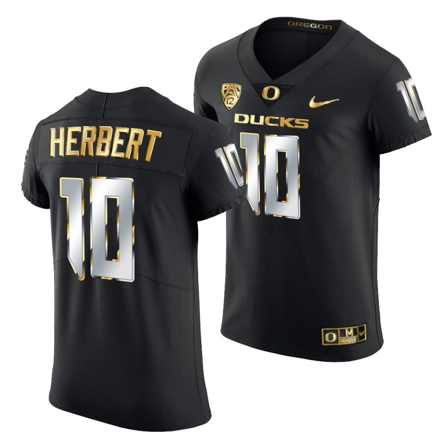 oregon ducks justin herbert champions golden edition nfl alumni black jersey