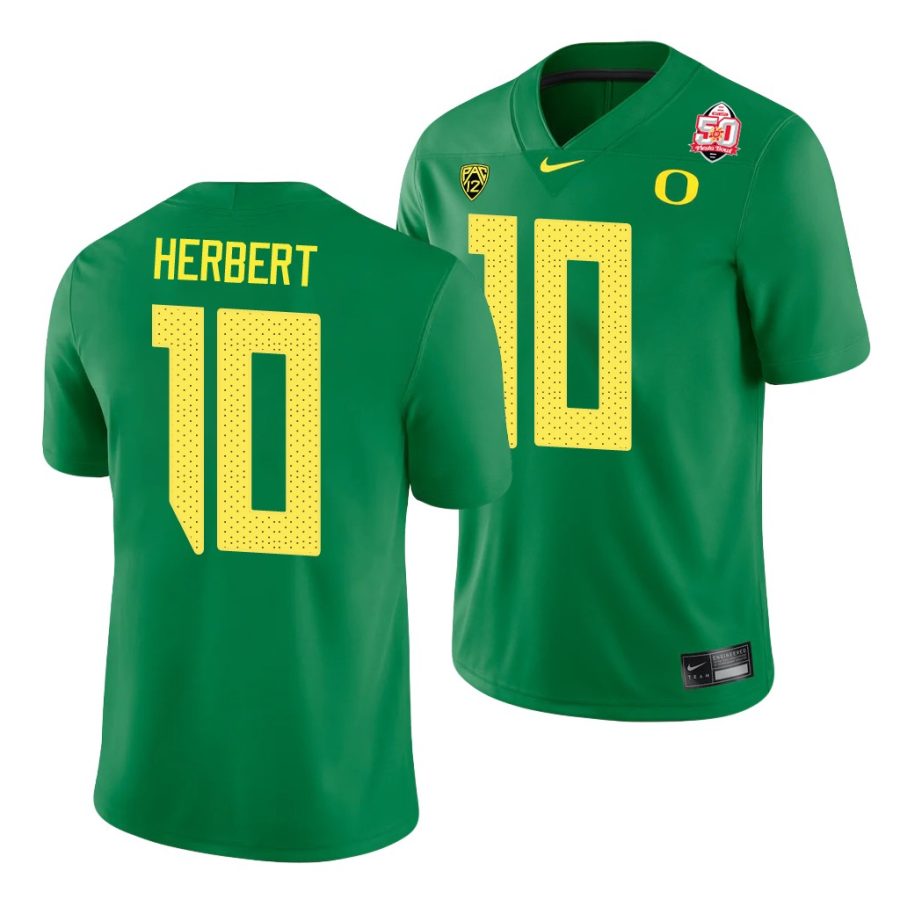 oregon ducks justin herbert green 2021 fiesta bowl men's jersey 0