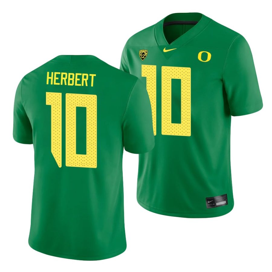 oregon ducks justin herbert green college football men's jersey