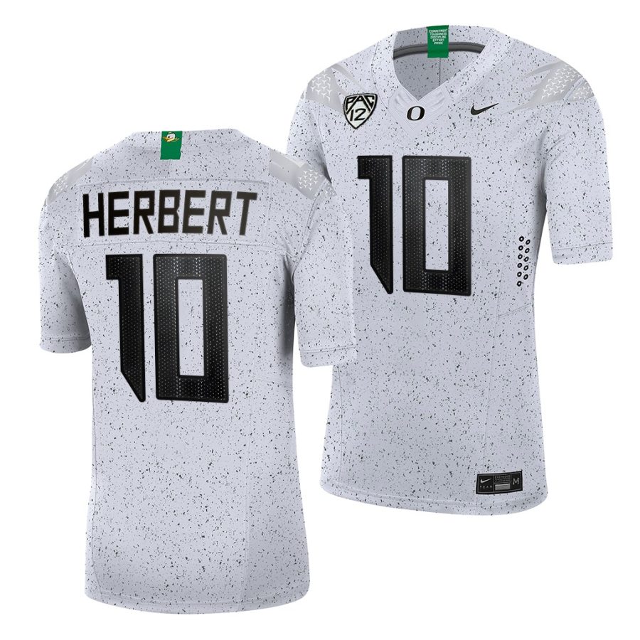 oregon ducks justin herbert white eggshell men jersey