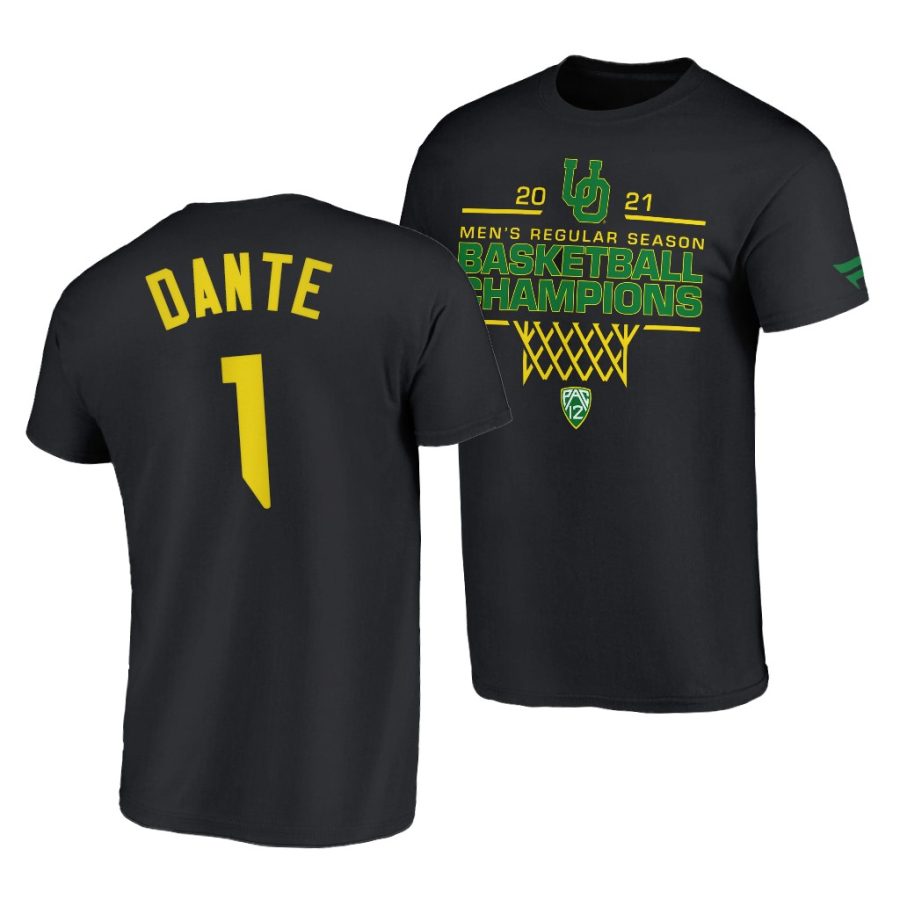 oregon ducks n'faly dante 2021 pac 12 regular season champions black t shirt