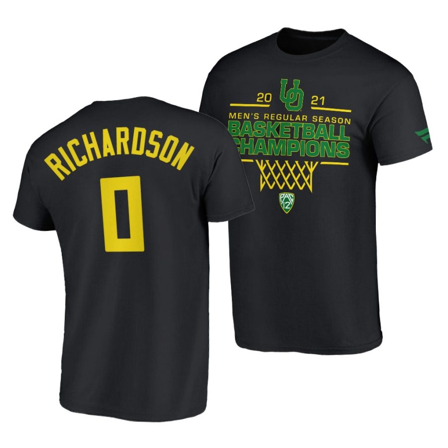 oregon ducks will richardson 2021 pac 12 regular season champions black t shirt