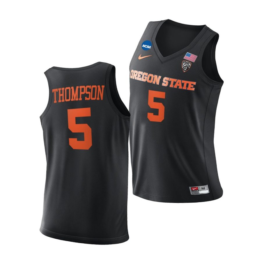 oregon state beavers ethan thompson 2021 march madness elite 8 pac 12 black jersey