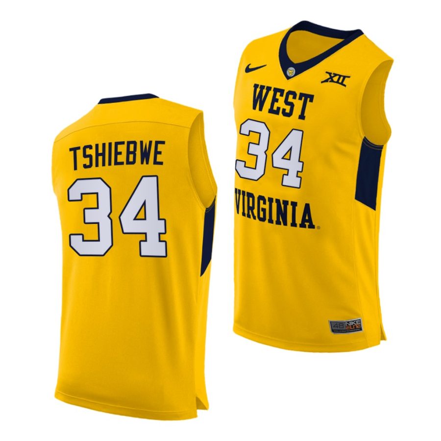 oscar tshiebwe west virginia mountaineers yellow alternate 2020 21 authentic jersey