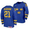 oskar olausson blue 2022 iihf world junior championship sweden away jersey