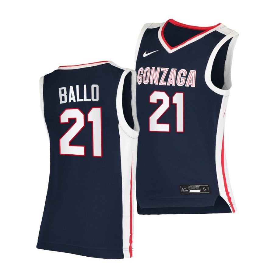 oumar ballo gonzaga bulldogs navy elite 2020 21 college basketball jersey