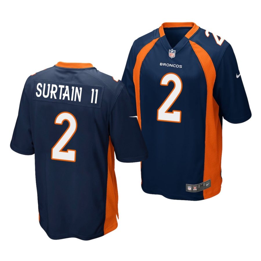 patrick surtain ii broncos 2021 nfl draft game men's navy jersey