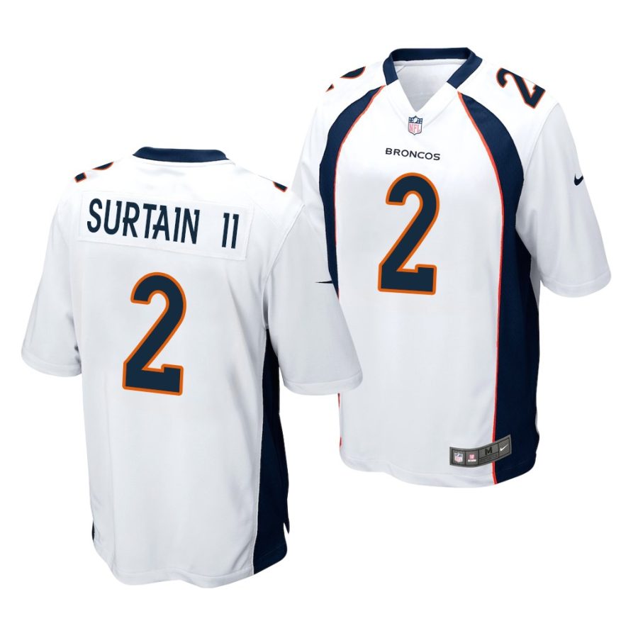 patrick surtain ii broncos 2021 nfl draft game men's white jersey