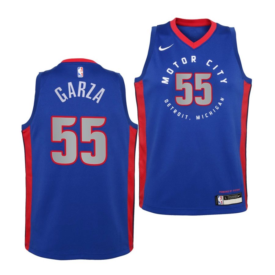 pistons luka garza youth blue city edition 2021 jersey