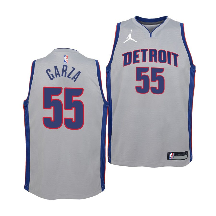 pistons luka garza youth grey statement edition 2021 jersey