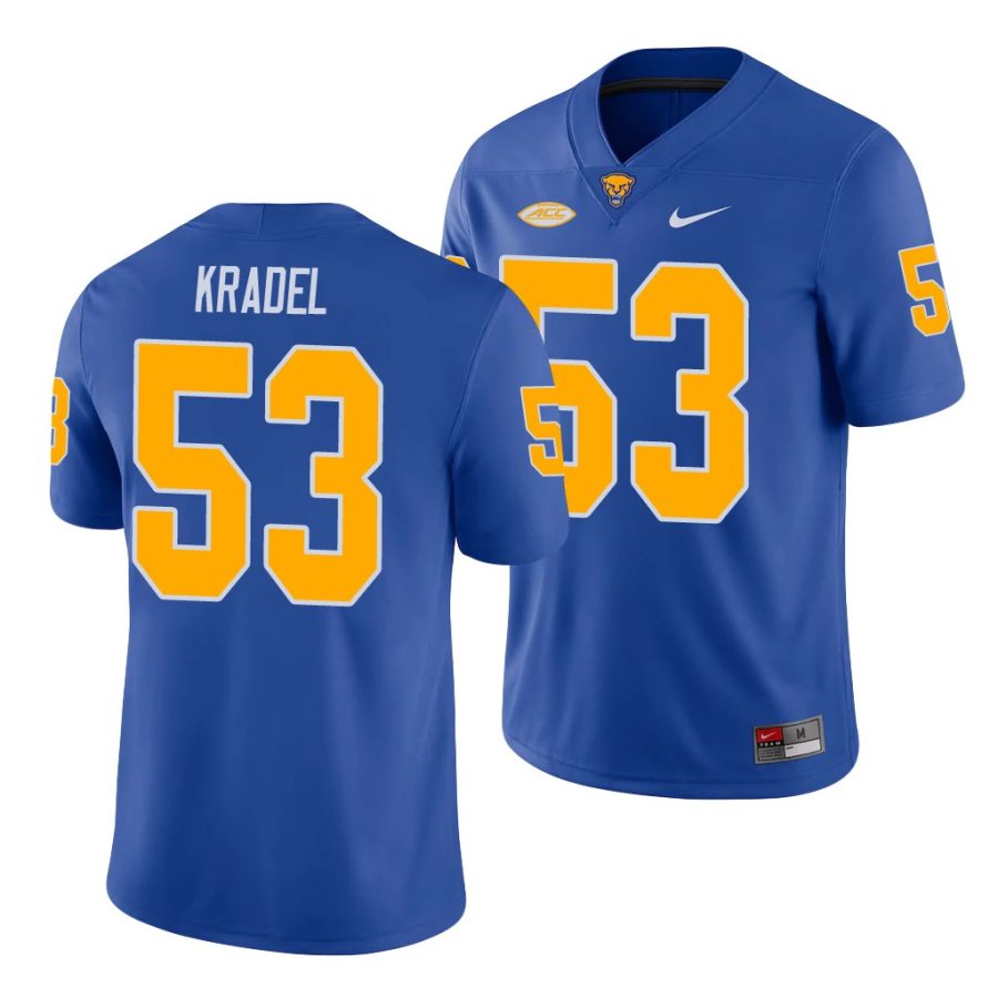 pitt panthers jake kradel royal college football men's jersey