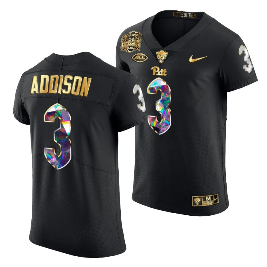 pitt panthers jordan addison 2021 peach bowl golden diamond edition black jersey