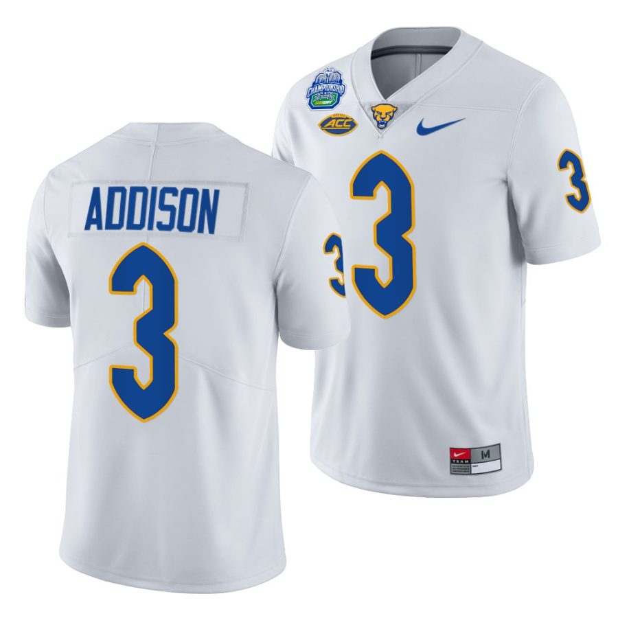 pitt panthers jordan addison white 2021 acc football conference champions jersey