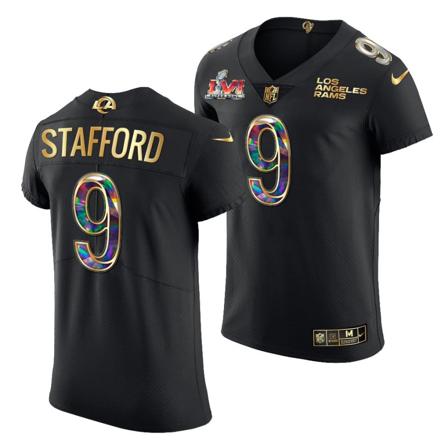 rams matthew stafford black super bowl lvi bound golden diamond jersey