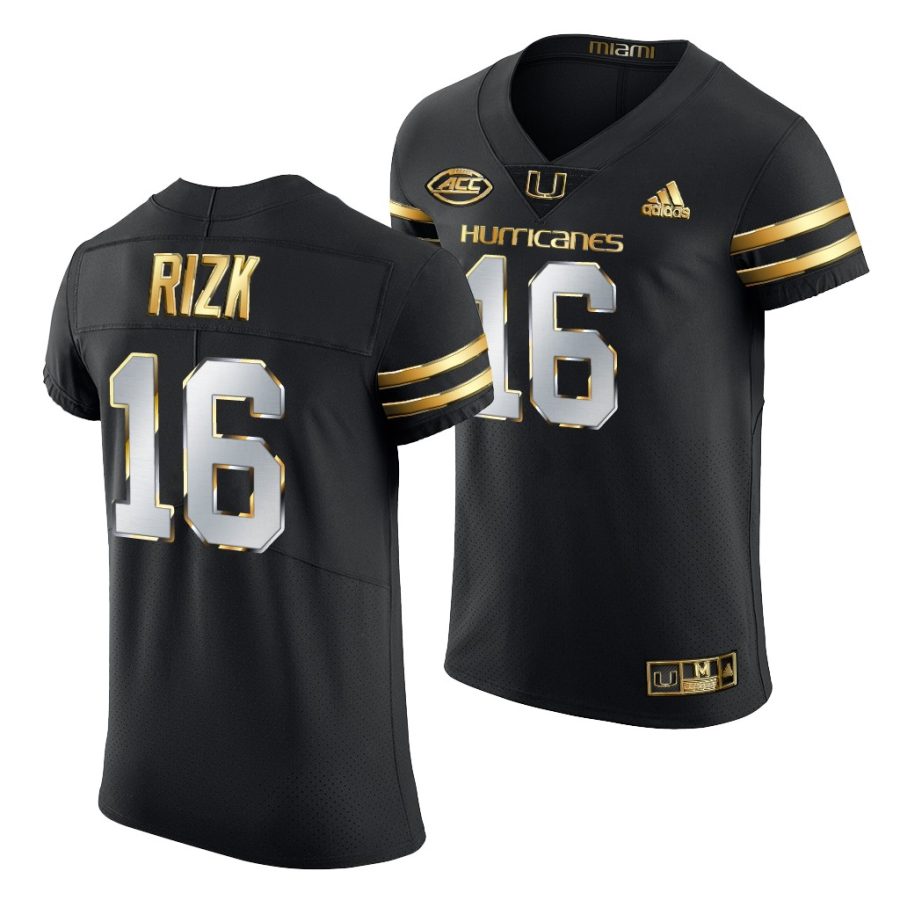 ryan rizk black golden edition miami hurricanes jersey