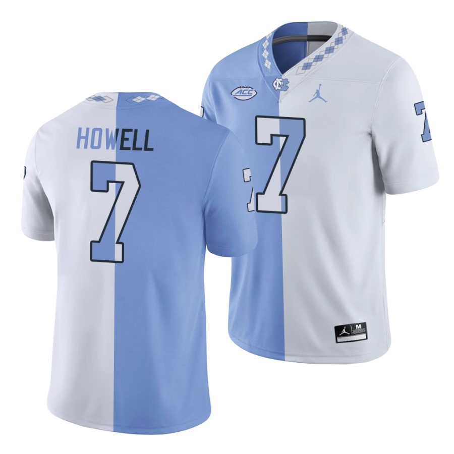 sam howell college football white blue split edition game jersey