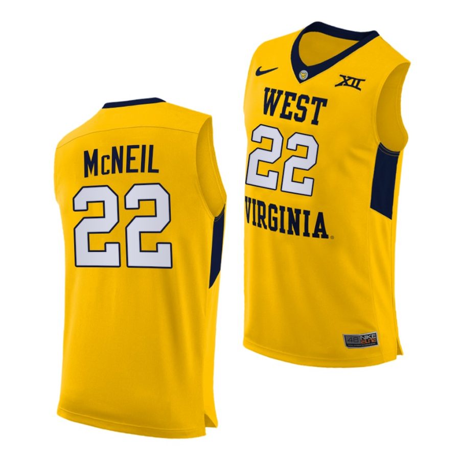 sean mcneil west virginia mountaineers yellow alternate 2020 21 authentic jersey