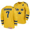 simon edvinsson gold 2022 iihf world junior championship home jersey