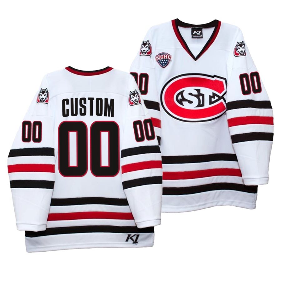 st. cloud state huskies custom 2021 22 college hockey white home jersey