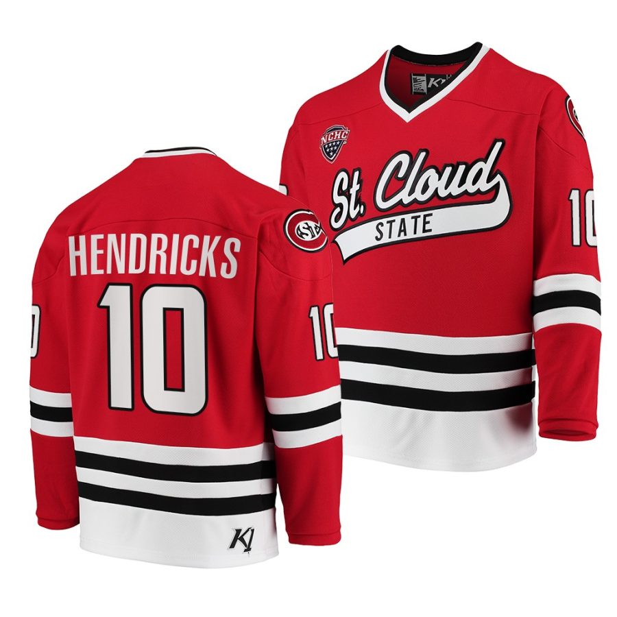 st. cloud state huskies matt hendricks college hockey red away jersey 0