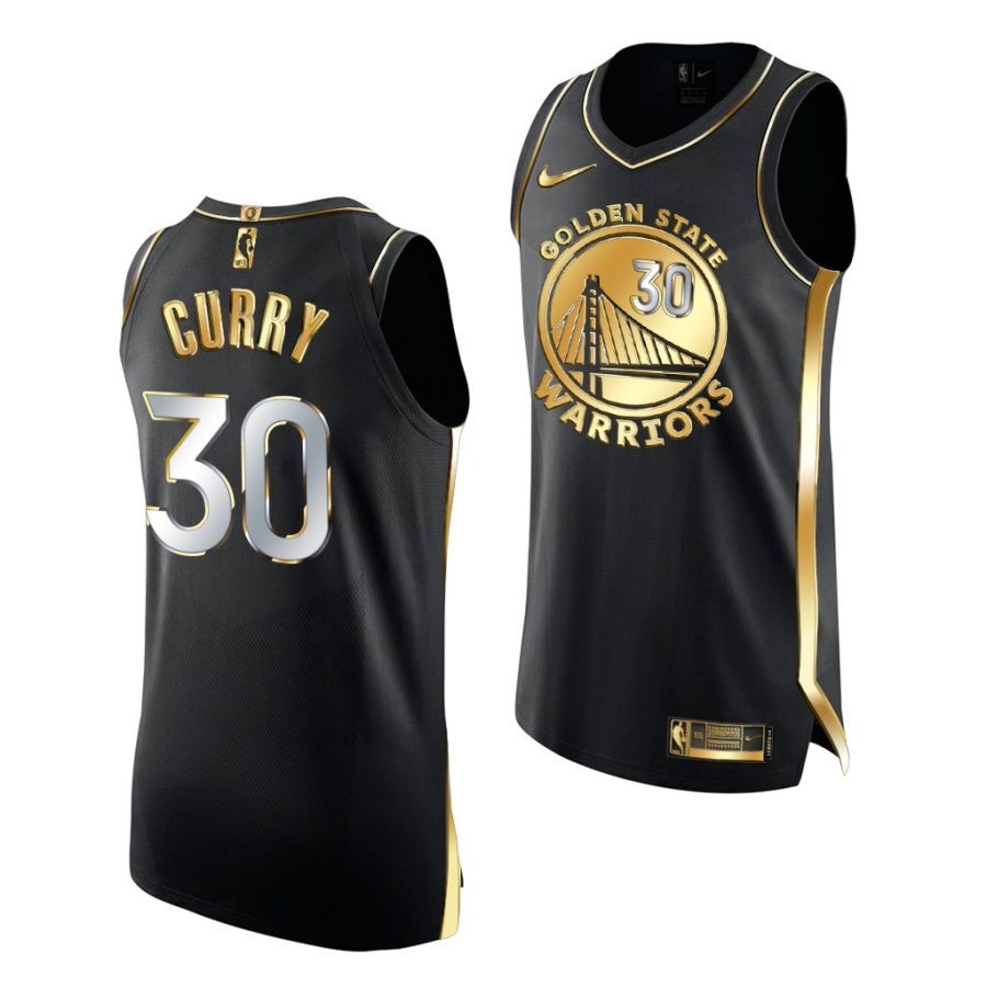 stephen curry warriors 6x champs authentic black golden edition jersey