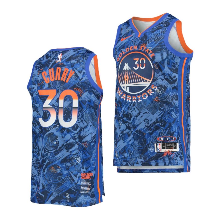 stephen curry warriors davidson wildcats royal mvp jersey