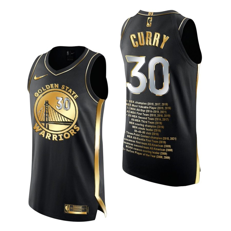 stephen curry warriors golden authentic black nba record setter jersey