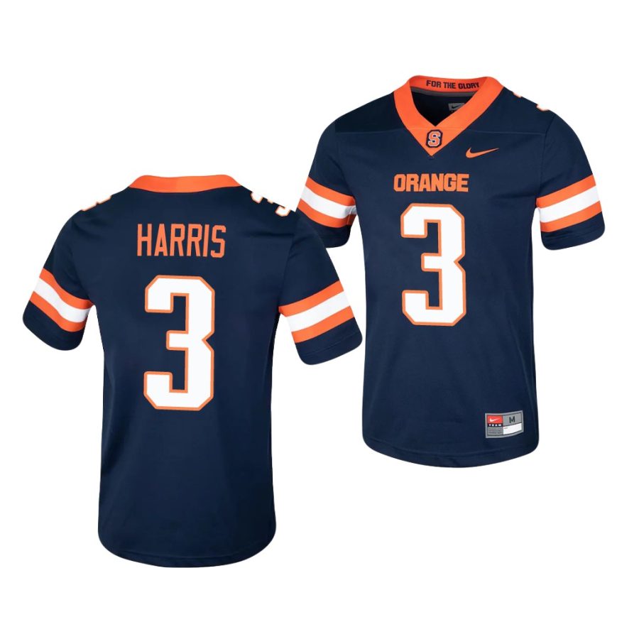 syracuse orange taj harris navy college football men's jersey