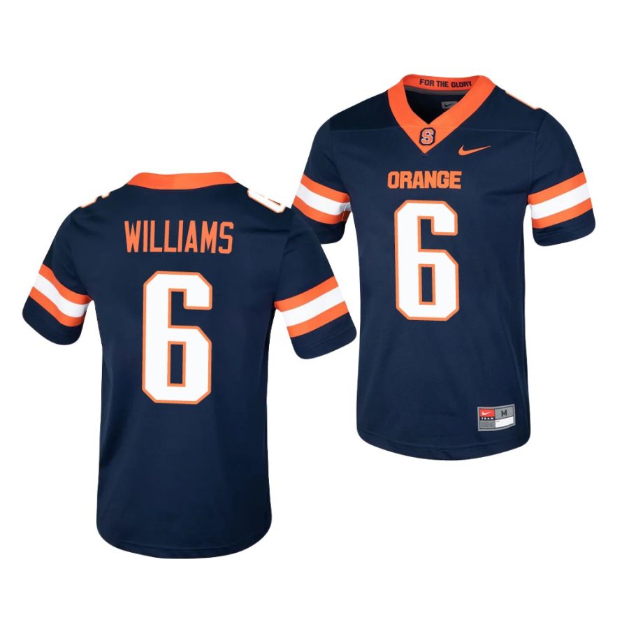 syracuse orange trill williams navy college football men's jersey