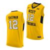 taz sherman west virginia mountaineers yellow alternate 2020 21 authentic jersey