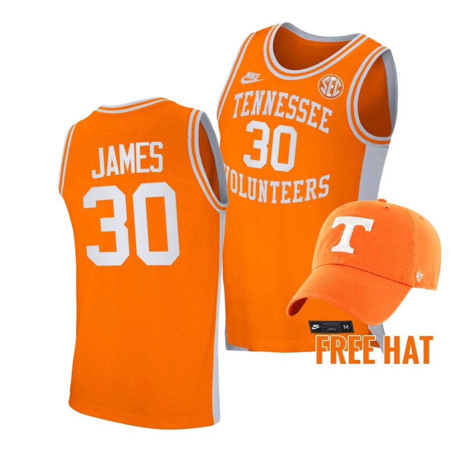 tennessee volunteers josiah jordan james orange retro basketball free hat jersey