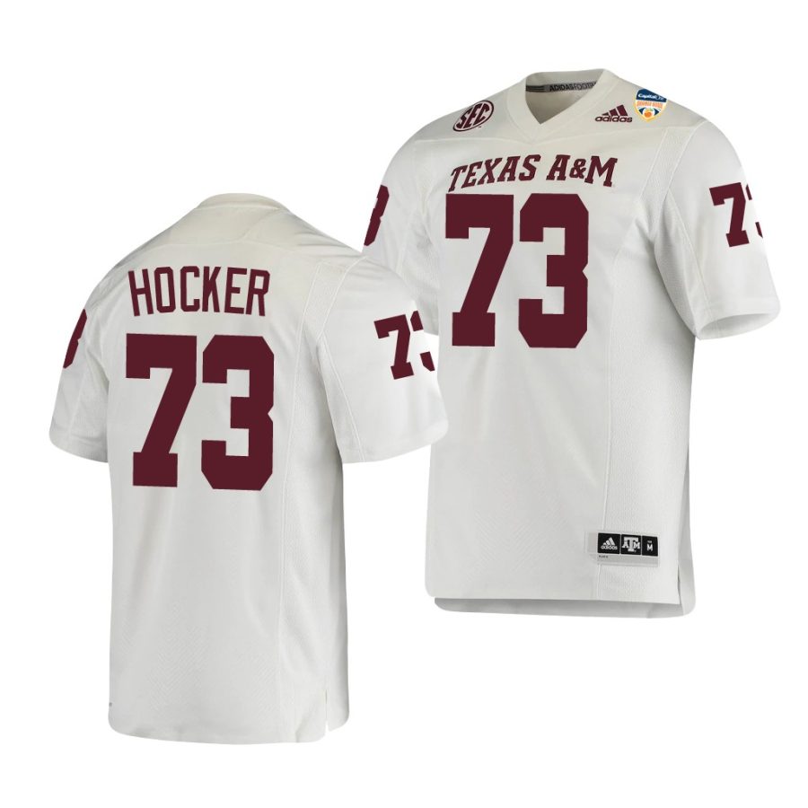 texas a&m aggies jared hocker white 2021 orange bowl college football jersey