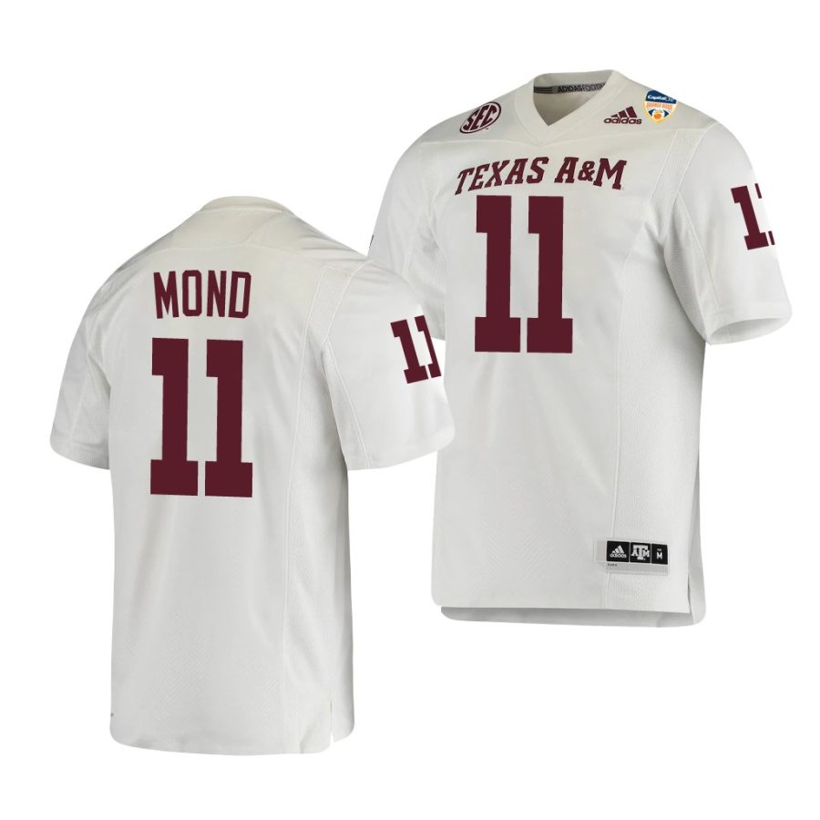 texas a&m aggies kellen mond white 2021 orange bowl college football jersey