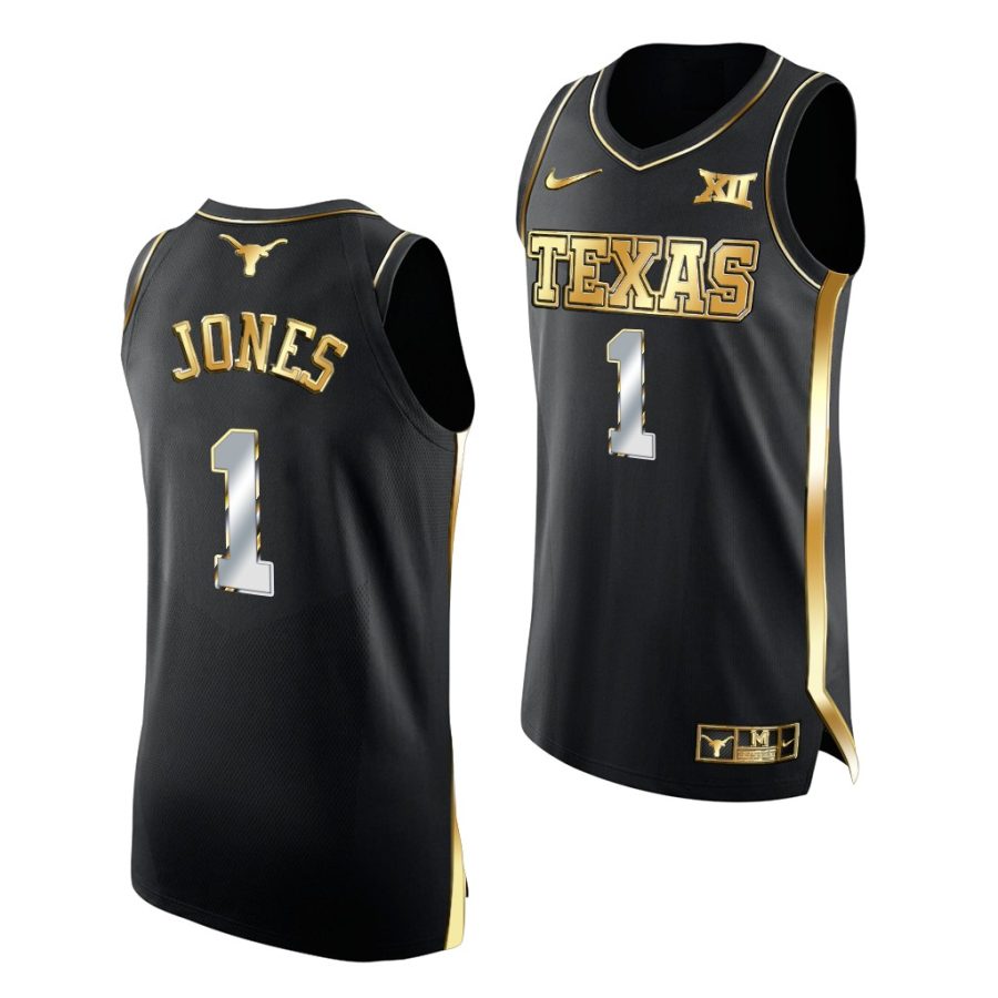 texas longhorns andrew jones 2021 march madness golden authentic black jersey