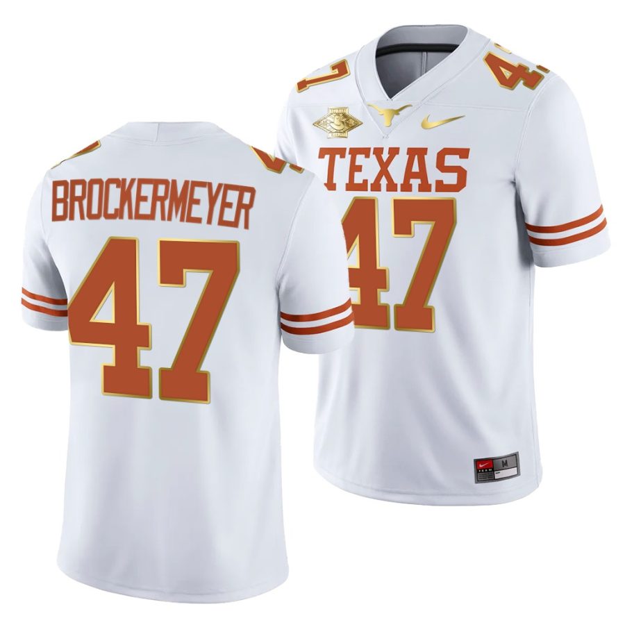 texas longhorns luke brockermeyer white 2021 red river showdown men jersey