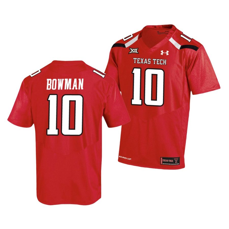 texas tech red raiders alan bowman red college football men's jersey