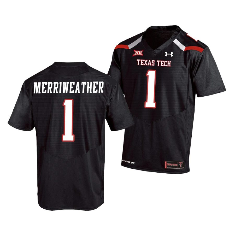 texas tech red raiders krishon merriweather black college football men's jersey