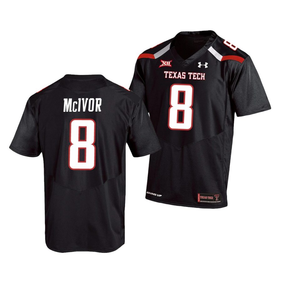 texas tech red raiders maverick mcivor black college football men's jersey