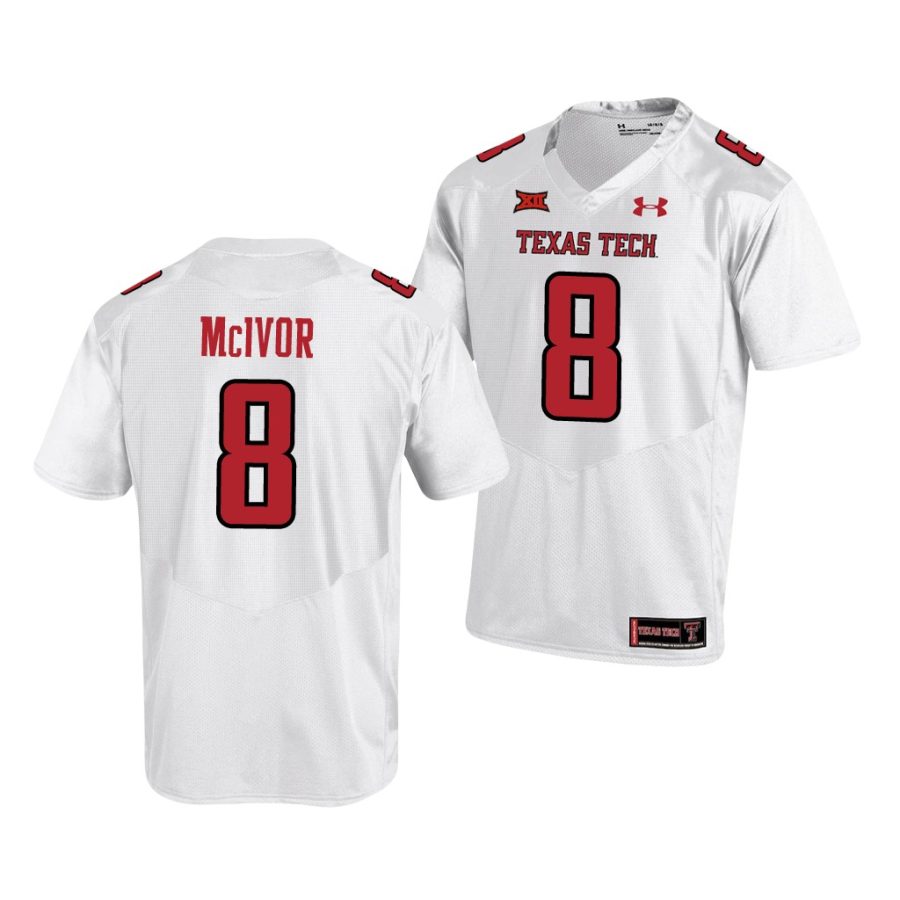 texas tech red raiders maverick mcivor white college football men's jersey